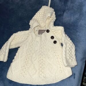 Aran crème Irish sweater baby size small (3/6 month) GUC.